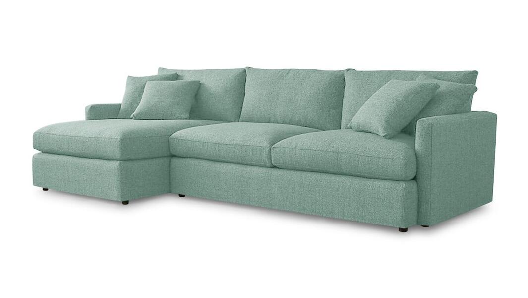 Диван с оттоманкой Стелф ЭКО Strong Plus 07 215*153*90 см, Зеленый Рогожка Еврокнижка Фиеста