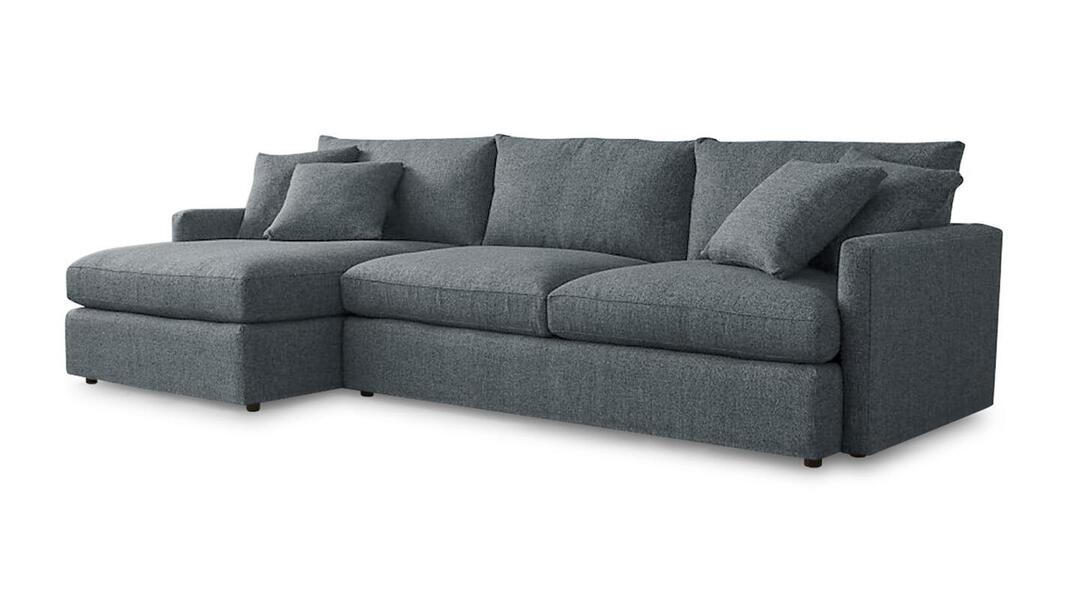 Диван с оттоманкой Стелф ЭКО Strong Plus 10 215*153*90 см, Серый Рогожка Еврокнижка Фиеста