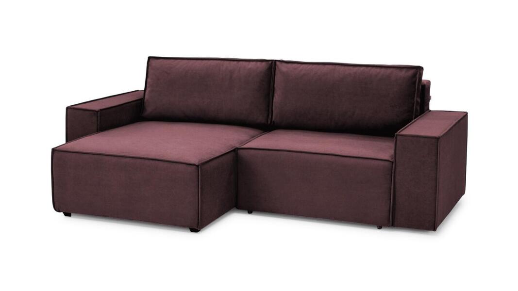 Диван с оттоманкой Софт 2 (малый) Velutto 15 240*150*80 см, Бордовый Велютто Еврокнижка Фиеста