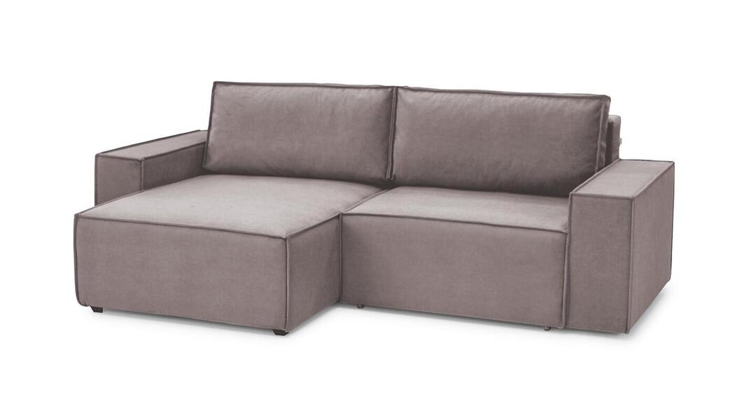 Диван с оттоманкой Софт 2 (малый) Velutto 37 240*150*80 см, Розовый Велютто Еврокнижка Фиеста