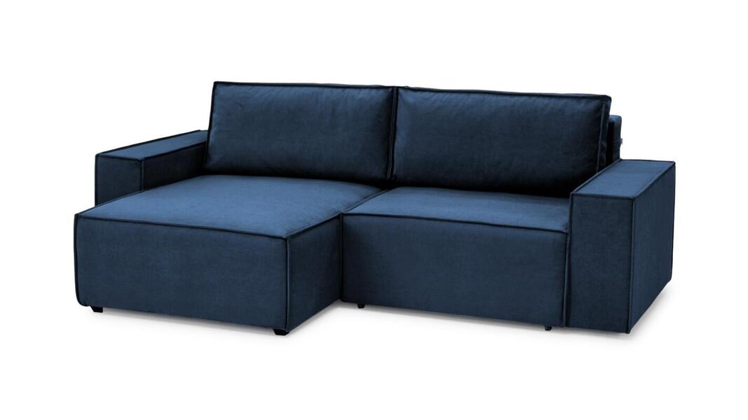 Диван с оттоманкой Софт 2 (малый) Velutto 54 240*150*80 см, Синий Велютто Еврокнижка Фиеста