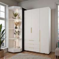 Распашной трехсекционный шкаф Мори - 6 (с 3 ящиками) Белый Снег 8685 BS (120*45*260 см) (214141) 120*45*260 см, Белый   Фиеста в наличии