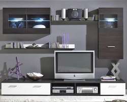 Гостиная Лого 3 Белый Фасадный 0101 / Венге Цаво 3354 250*42*190 см, Белый   Фиеста