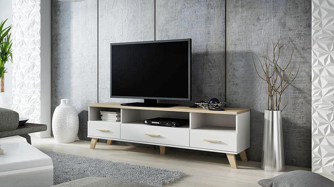 ТВ-тумба Мелания 33 Белый 101/ Клен 375 180*40*53 см, Белый   Фиеста