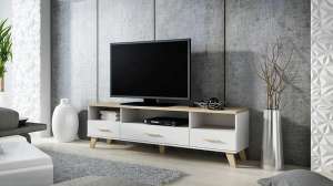 ТВ-тумба Мелания 33 Белый 101/ Клен 375 180*40*53 см, Белый   Фиеста