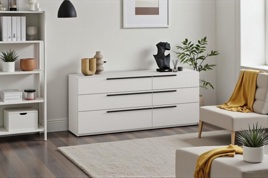 Комод Лорена Пакс-3 Белый Фасадный 0101 160*44*70 см, Белый   Фиеста