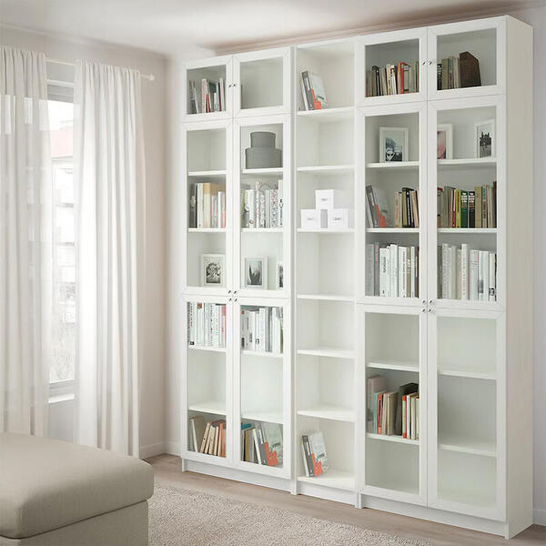 Стеллаж Билли 15 Белый Фасадный 0101 200*30*237 см, Белый   Фиеста