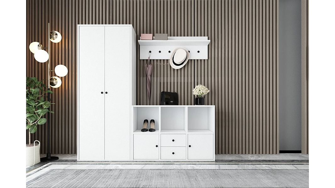 Прихожая Билли 16 Белый Фасадный 0101 163*30*161 см, Белый   Фиеста