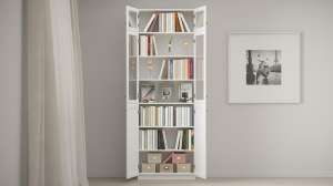 Шкаф книжный Билли 36 Белый Фасадный 0101 80*30*237 см, Белый   Фиеста в наличии