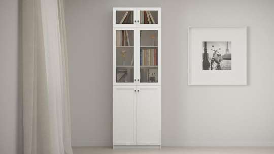 Шкаф книжный Билли 36 Белый Фасадный 0101 80*30*237 см, Белый   Фиеста в наличии