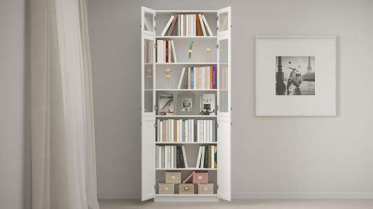 Шкаф книжный Билли 36 Белый Фасадный 0101 80*30*237 см, Белый   Фиеста в наличии