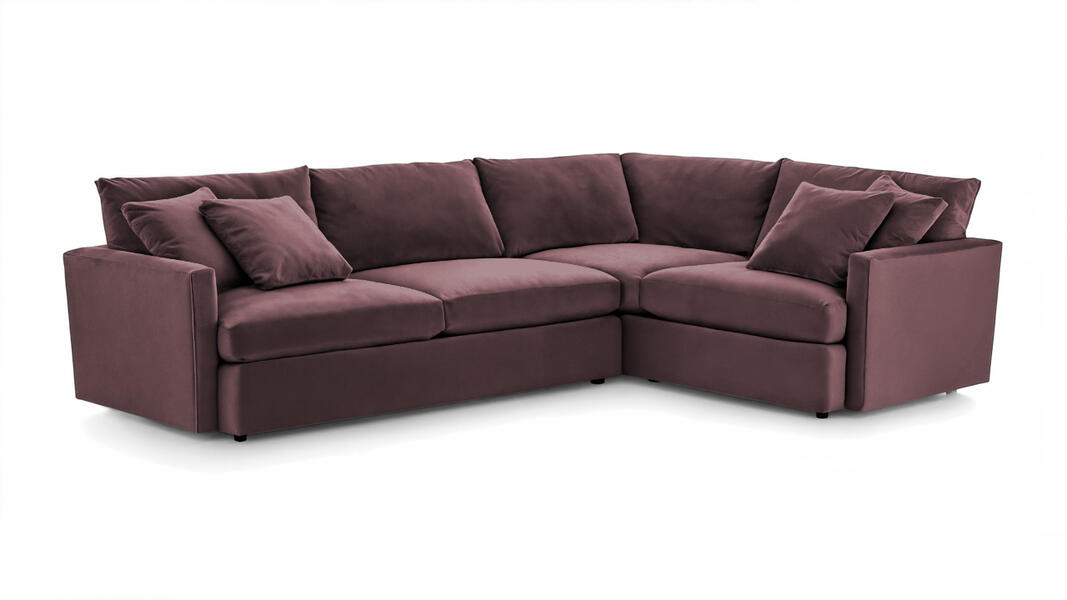 Угловой диван Стелф Velutto 15 231*185*90 см, Бордовый Велютто Еврокнижка Фиеста