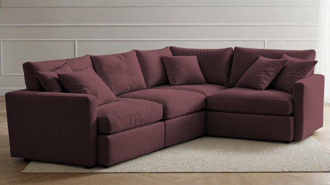 Угловой диван Стелф Velutto 15 290*185*90 см, Бордовый Велютто Еврокнижка Фиеста