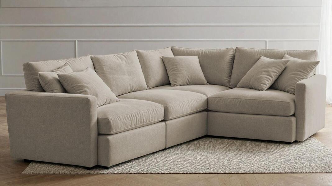 Угловой диван Стелф Velutto 16 231*185*90 см, Бежевый Велютто Еврокнижка Фиеста