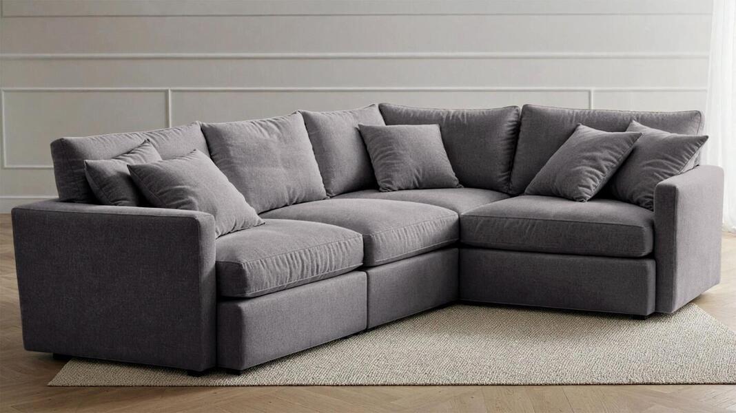 Угловой диван Стелф Velutto 19 231*185*90 см, Серый Велютто Еврокнижка Фиеста