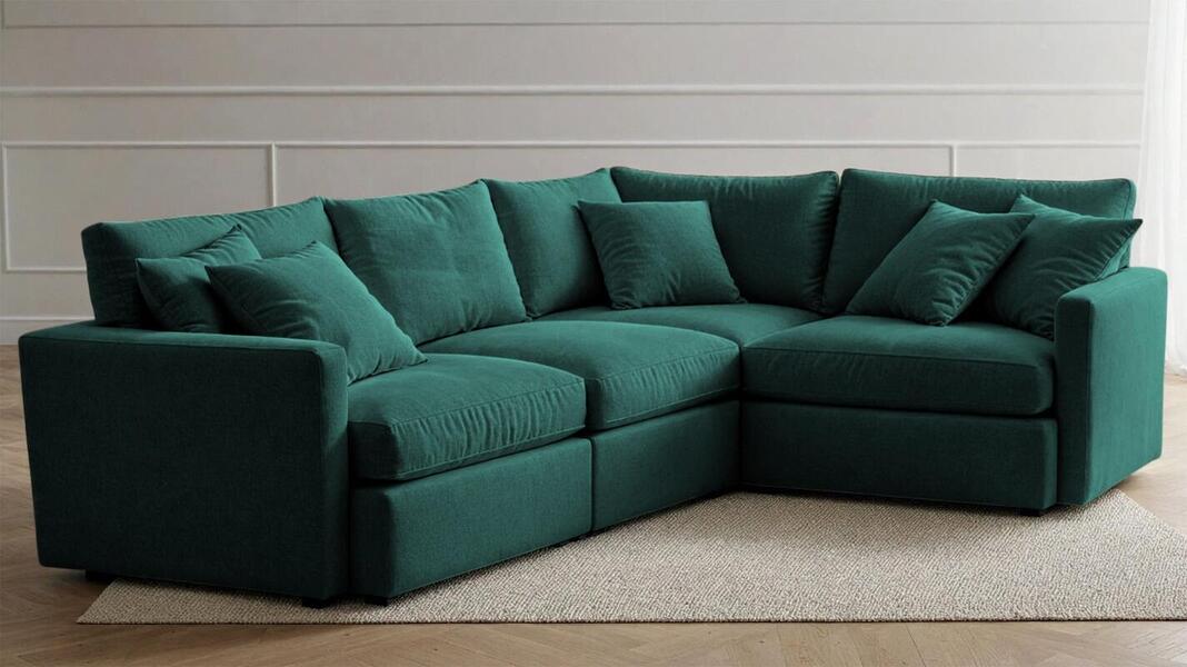 Угловой диван Стелф ЭКО Velutto 20 231*185*90 см, Зеленый Велютто Еврокнижка Фиеста
