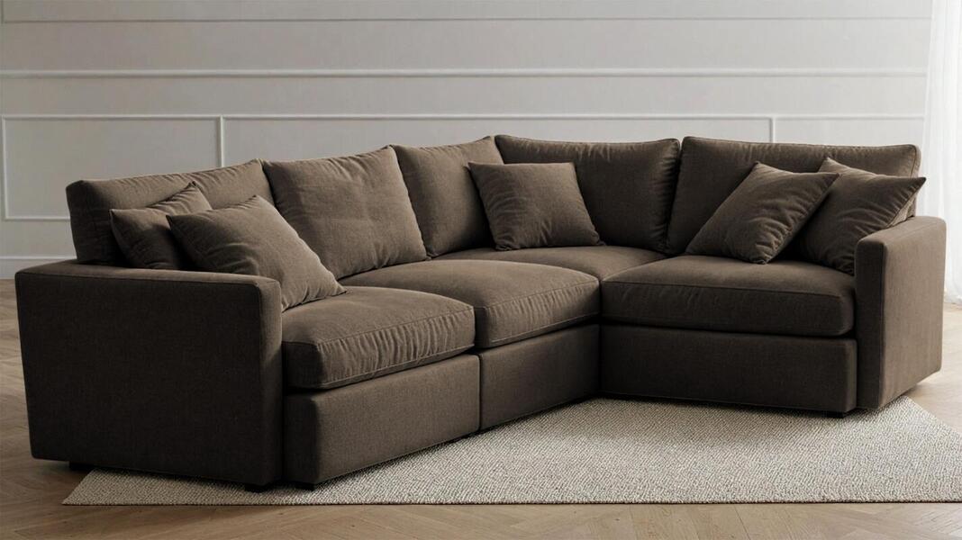 Угловой диван Стелф ЭКО Velutto 24 231*185*90 см, Коричневый Велютто Еврокнижка Фиеста