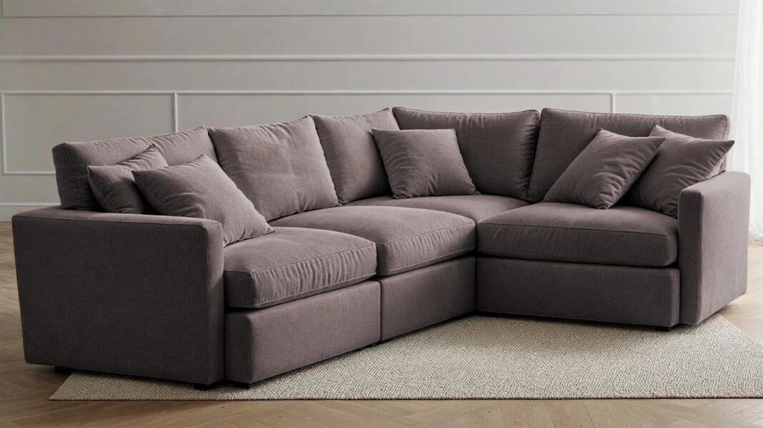 Угловой диван Стелф ЭКО Velutto 37 231*185*90 см, Розовый Велютто Еврокнижка Фиеста