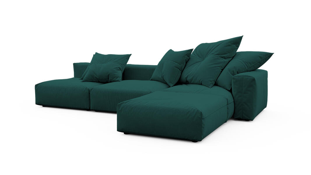 Диван с оттоманкой Фиджи (большой) Velutto 20 347*221*62 см, Зеленый Велютто Нераскладной Фиеста