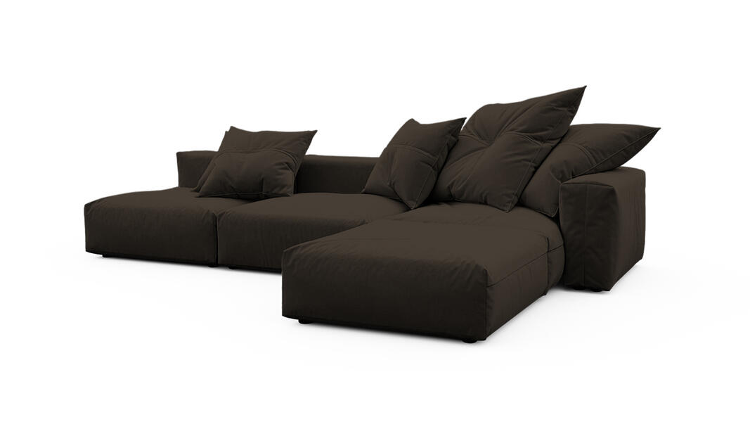 Диван с оттоманкой Фиджи (большой) Velutto 24 347*221*62 см, Коричневый Велютто Нераскладной Фиеста