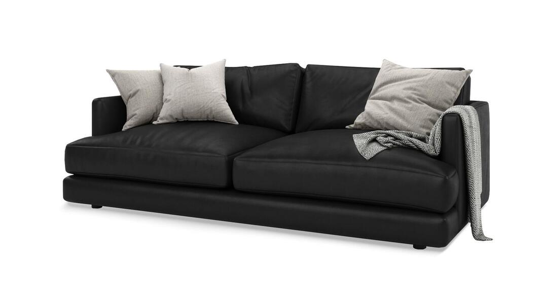 Диван Ибица Madras 21 215*116*93 см, Черный Натуральная кожа Еврокнижка Фиеста