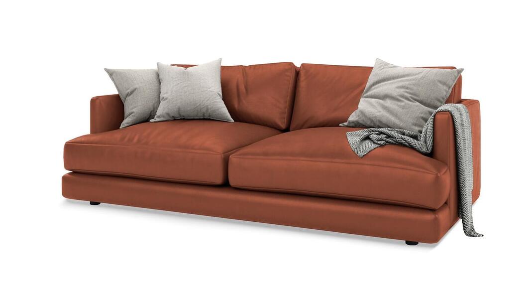 Диван Ибица Madras 3007 215*116*93 см, Оранжевый Натуральная кожа Еврокнижка Фиеста