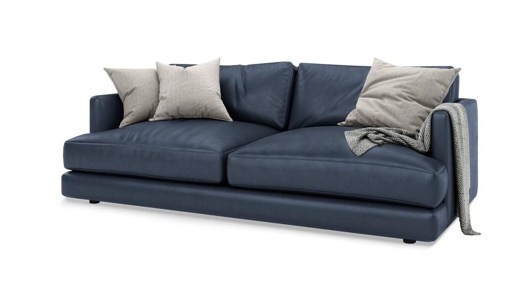 Диван Ибица Madras 3010 215*116*93 см, Синий Натуральная кожа Еврокнижка Фиеста