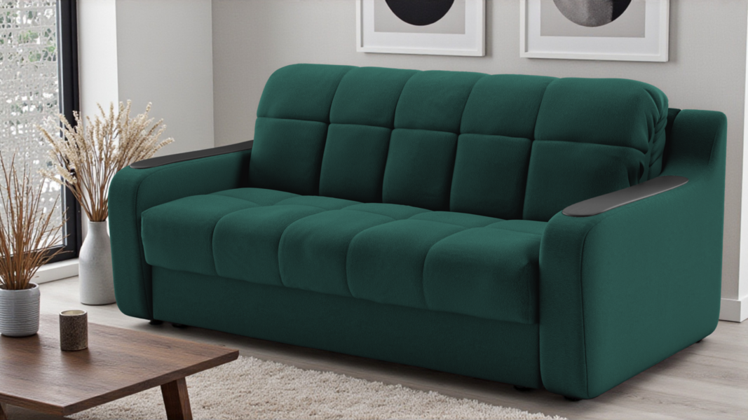 Диван Глория Лайт Velutto 20 214*105*88 см, Зеленый Велютто Аккордеон Фиеста