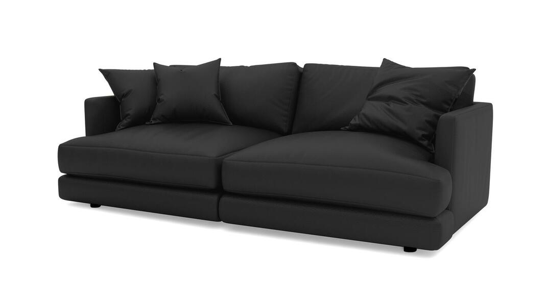 Диван Ибица 2 Galaxy Black (экокожа) 212*105*87 см, Черный Экокожа Еврокнижка Фиеста