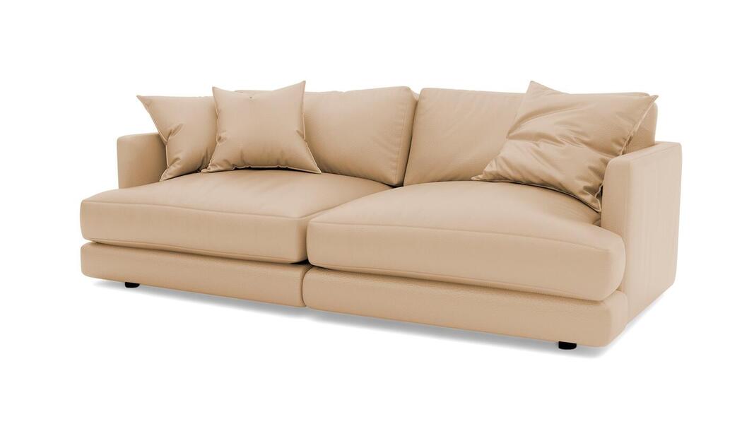 Диван Ибица 2 Galaxy Cream (экокожа) 212*105*87 см, Бежевый Экокожа Еврокнижка Фиеста