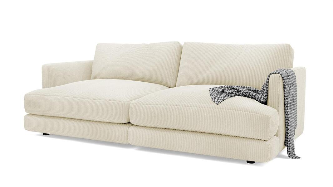 Диван Ибица 2 Cilium Bone 212*105*87 см, Бежевый Вельвет Еврокнижка Фиеста