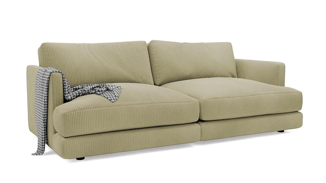 Диван Ибица 2 Cilium Cream 212*105*87 см, Бежевый Вельвет Еврокнижка Фиеста