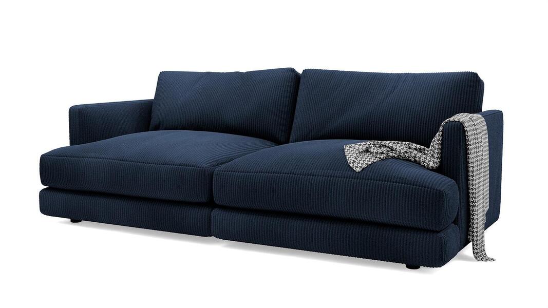 Диван Ибица 2 Cilium Indigo 212*105*87 см, Синий Вельвет Еврокнижка Фиеста