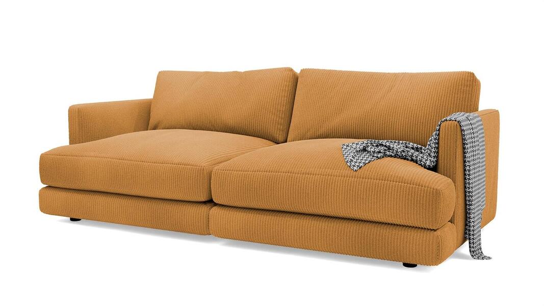 Диван Ибица 2 Cilium Umber 212*105*87 см, Желтый Вельвет Еврокнижка Фиеста