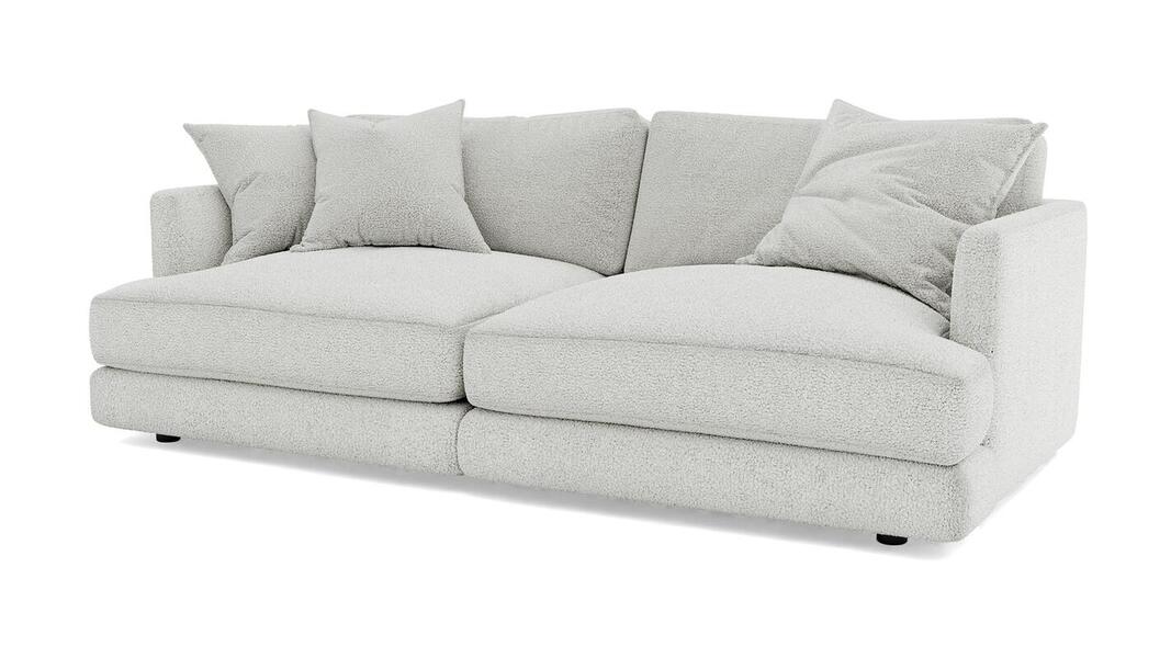 Диван Ибица 2 Camel 02 212*105*87 см, Белый Букле Еврокнижка Фиеста