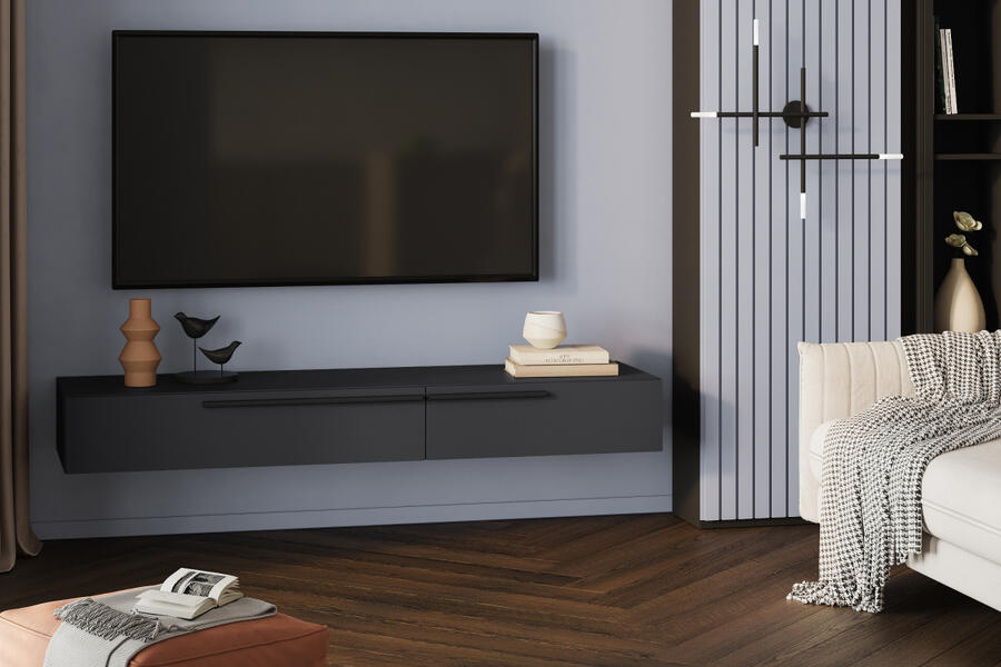 Подвесная ТВ-тумба Лорена Пакс-3 Черный U 190 (710416) 160*43*20 см, Черный   Фиеста в наличии