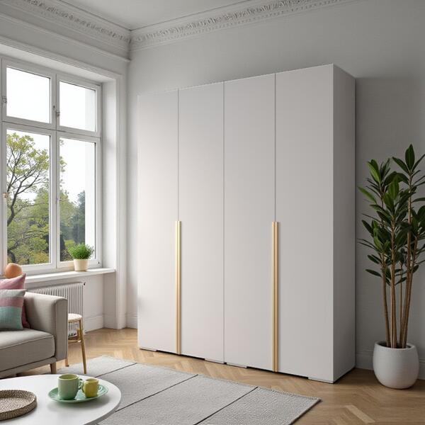 Распашной четырехсекционный шкаф Мори - 7 (2400*2600*600) Белый Снег 8685 BS (510044) 240*60*260 см, Белый   Фиеста в наличии