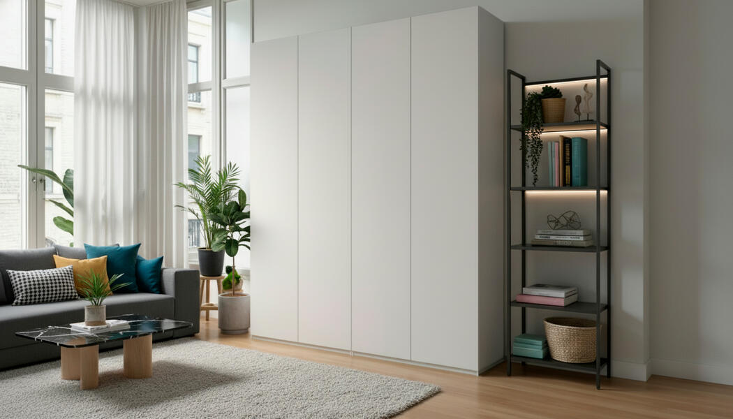 Шкаф распашной четырехдверный (1800*2600*500) Белый фасадный 101PЕ (810099) 180*260*50 см, Белый   Фиеста в наличии