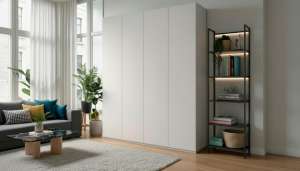 Шкаф распашной четырехдверный (1800*2600*500) Белый фасадный 101PЕ (810099) 180*260*50 см, Белый   Фиеста в наличии