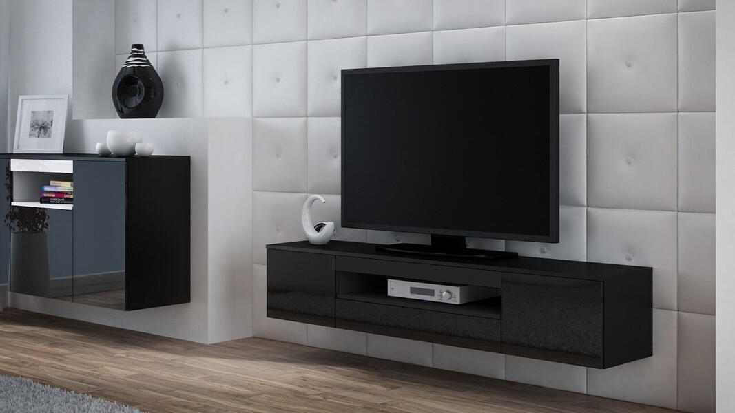 ТВ-тумба Вина МДФ 341.22 Черная (м425к) 180*40*37 см, Черный   Фиеста в наличии