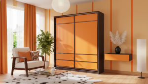 Шкаф-купе (192*220*42 см) Венге 854 PR Оранжевый 0132 PE (513196) 192*220*42 см, Оранжевый  Нераскладной Фиеста в наличии