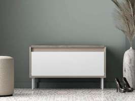 Обувница Джени 05 Белый Снег 8685 BS  Дуб Сонома Светлый 3025 PR 90*34*55 см, Белый   Фиеста