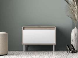 Обувница Джени 06 Белый Снег 8685 BS  Дуб Сонома Светлый 3025 PR 69*34*55 см, Белый   Фиеста