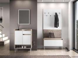 Прихожая Джени 02 Белый Снег 8685 BS  Дуб Сонома Светлый 3025 PR 160*34*198 см, Белый   Фиеста