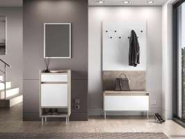 Прихожая Джени 05 Белый Снег 8685 BS  Дуб Сонома Светлый 3025 PR 140*34*198 см, Белый   Фиеста