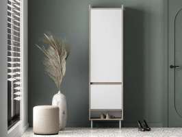 Шкаф-пенал Джени Белый Снег 8685 BS  Дуб Сонома Светлый 3025 PR 54*34*198 см, Белый   Фиеста