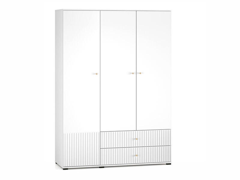 Трехсекционный распашной шкаф Сканди МДФ (Белая) 150*210*55 см, Белый  Распашной Фиеста