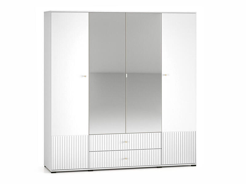 Четырехсекционный распашной шкаф Сканди МДФ (Белая) 200*210*55 см, Белый  Распашной Фиеста