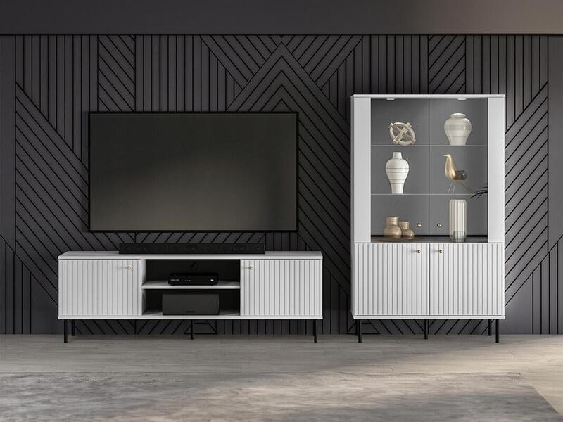 Гостиная Сканди 02 МДФ (Белая) 251,8*150,9*40 см, Белый   Фиеста