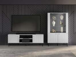 Гостиная Сканди 02 МДФ (Белая) 251,8*150,9*40 см, Белый   Фиеста